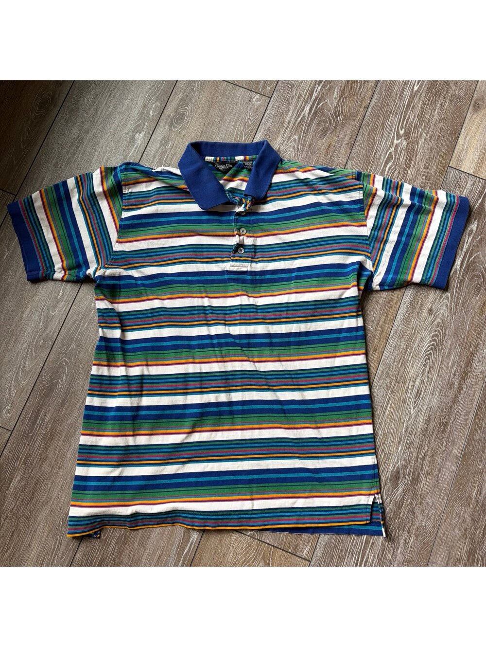 Vintage Colorful Christian Dior Monsieur Striped Polo L